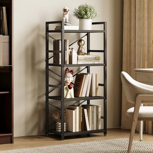 3 Tier Industrial Bookcase, Rustic Etagere Bookshelf for Living Room U5786