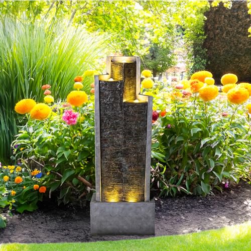 Outdoor Garden Water Fountain with LED Lights and Pump U29404