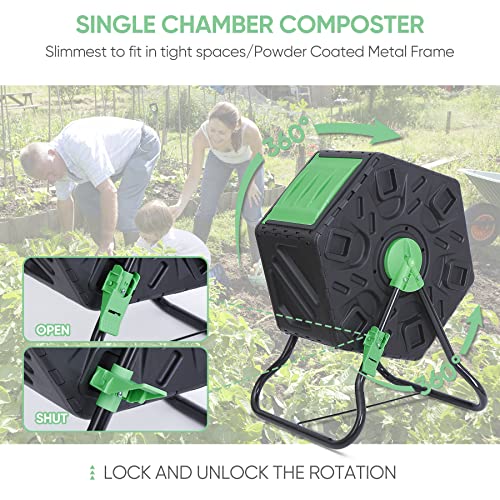 Dual Chamber Tumbling Composter - 37 Gallon Outdoor Garden Bin T432