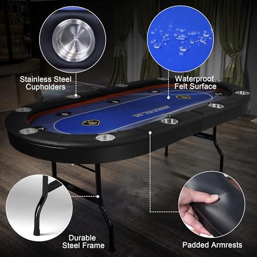 Foldable Blackjack Poker Table with Cup Holders G3690