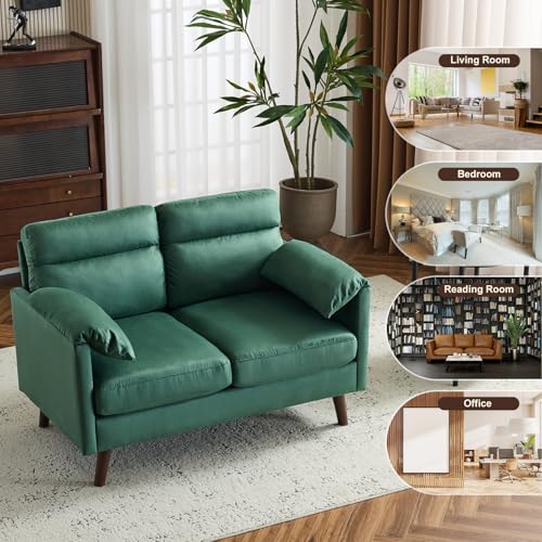 Mini Loveseat Sofa Couch with Suede Upholstery for Small Spaces, Beige S268011