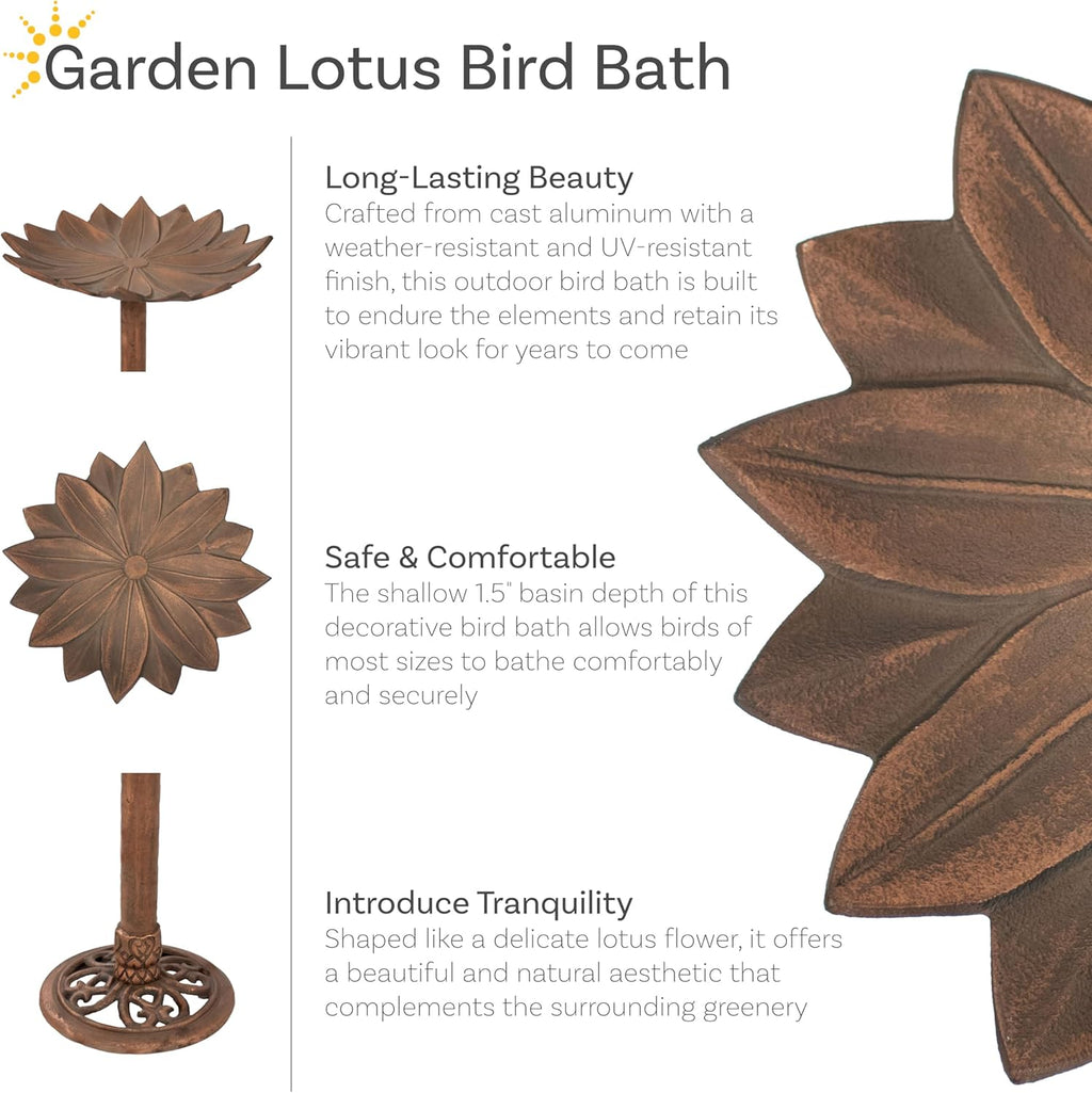 Copper Patina Metal Bird Bath with UV-Resistant Finish O8329