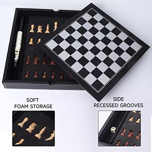 16" 3-in-1 Wooden Folding Chess, Checker & Backgammon Board Game Set L259