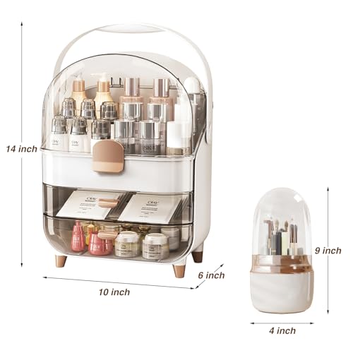Makeup Organizer with LED Light and Mirror, Desktop Storage Box with Drawers A701