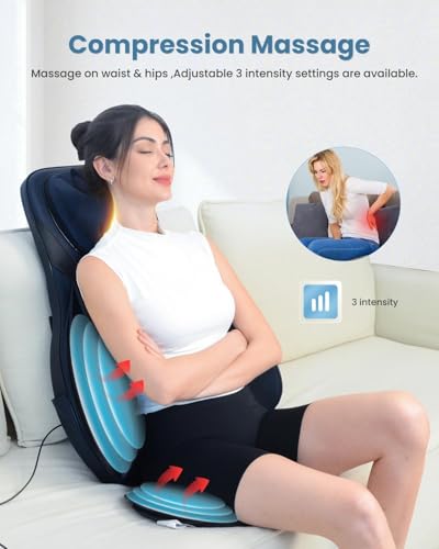 Shiatsu Neck Back Massager with Heat, 3D Kneading Massage Chair Pad, Adjustable Neck Massage, Seat Massager for Full Body Relaxation, Dark Gray D921543