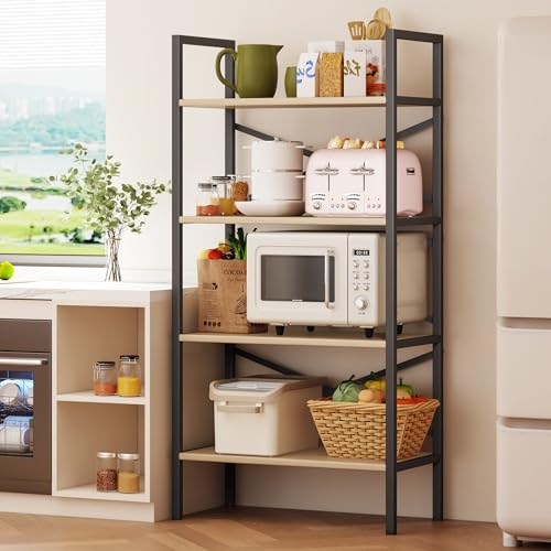 3 Tier Industrial Bookcase, Rustic Etagere Bookshelf for Living Room U5786
