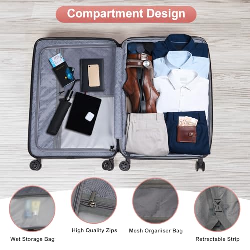 Luggage Expandable 3 Piece Set Suitcase with TSA Lock Spinner Wheels 20/24/28in S545211