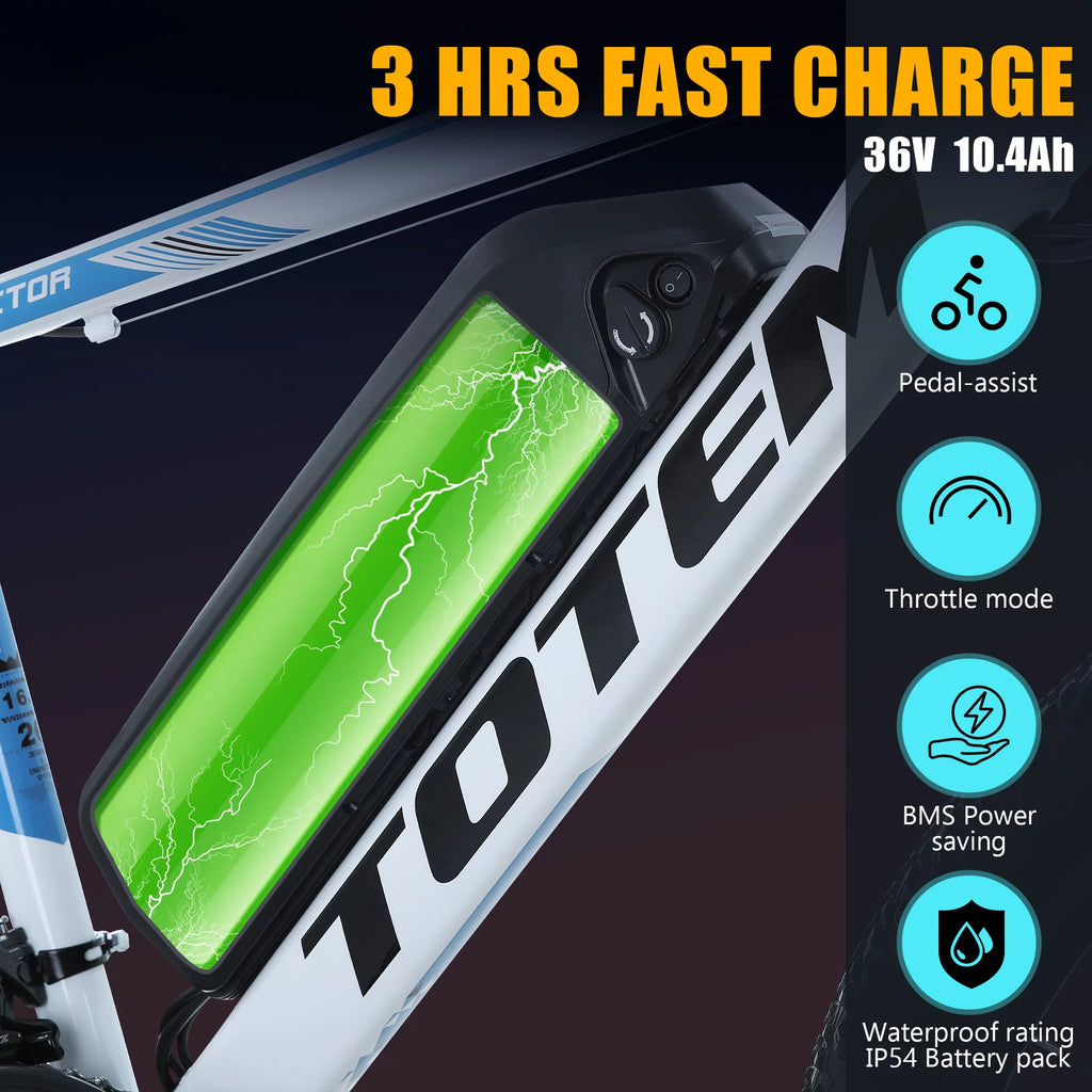 Electric Mountain Ebike for Adults 26" - 350W Motor, 20MPH, 36V Battery, 21-Speed Gears U373