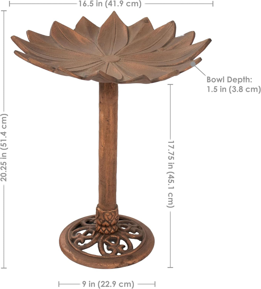 Copper Patina Metal Bird Bath with UV-Resistant Finish O8329