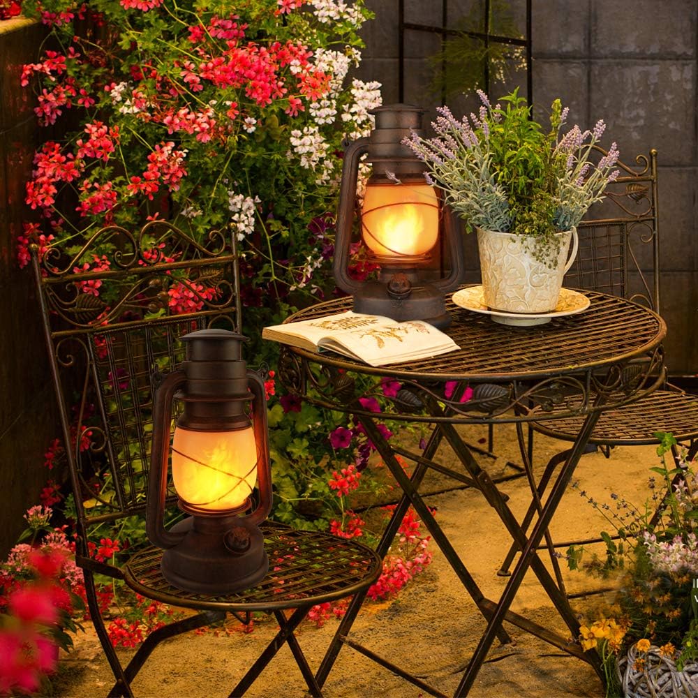 Vintage LED Camping Lanterns, Battery Operated with Remote, Waterproof Outdoor Decor B158