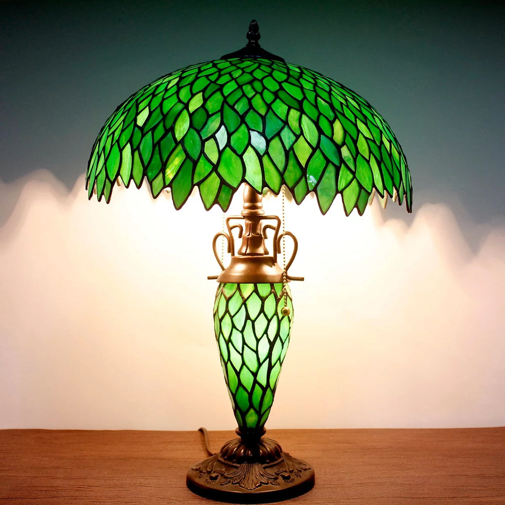 Green Stained Glass Wisteria Table Lamp for Living Room Bedroom J562