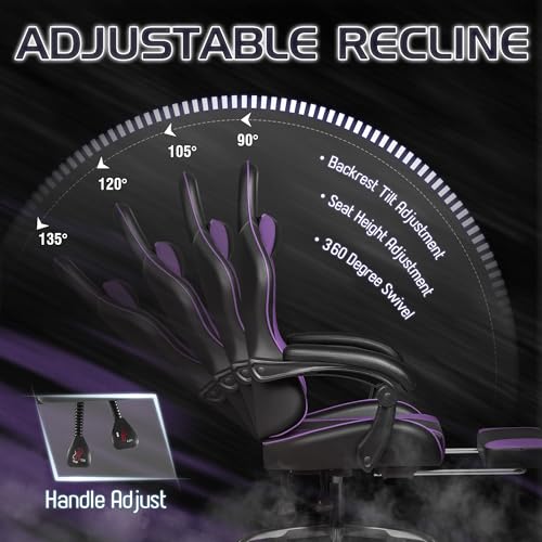 Gaming Chair with Footrest and Massage Lumbar Support J131131