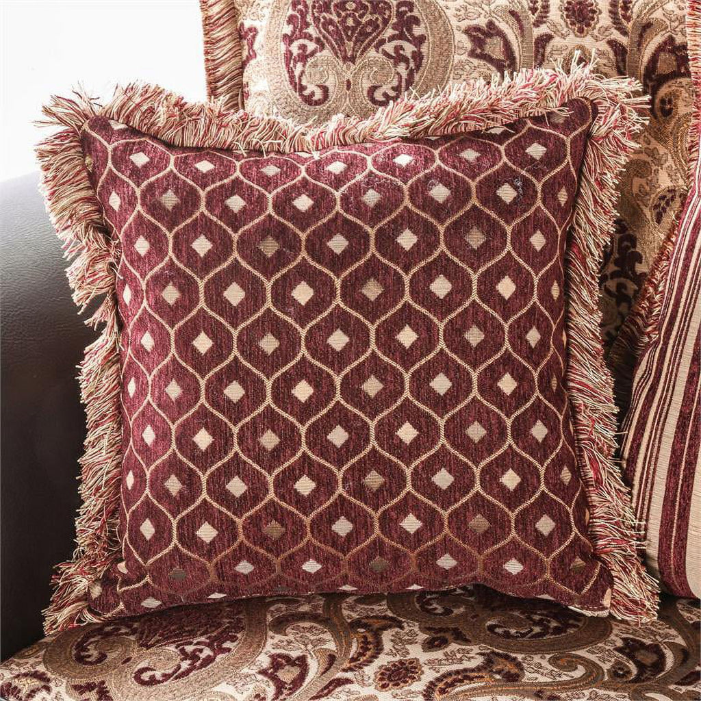 Faux Leather 2-Piece Sofa Set in Burgundy Red L49869
