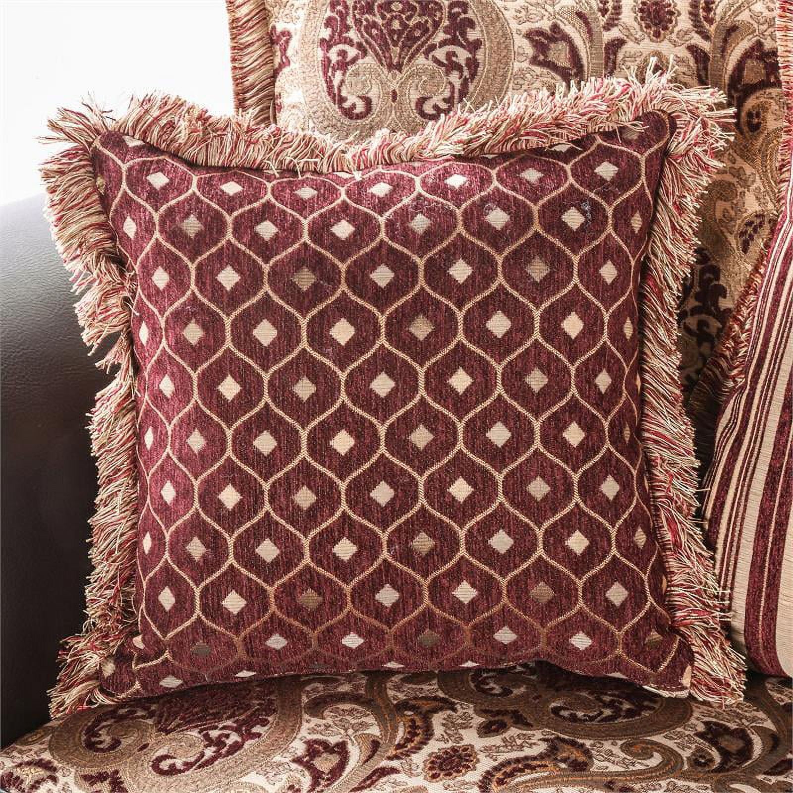 Faux Leather 2-Piece Sofa Set in Burgundy Red L49869