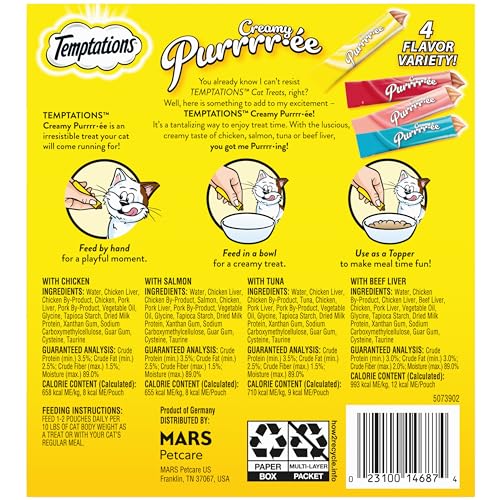 Creamy Puree Lickable Cat Treats, 0.42 oz Tubes, 48 Count Y26330