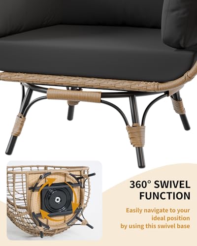 Wicker Egg Chair with Cushions and Ottoman L257