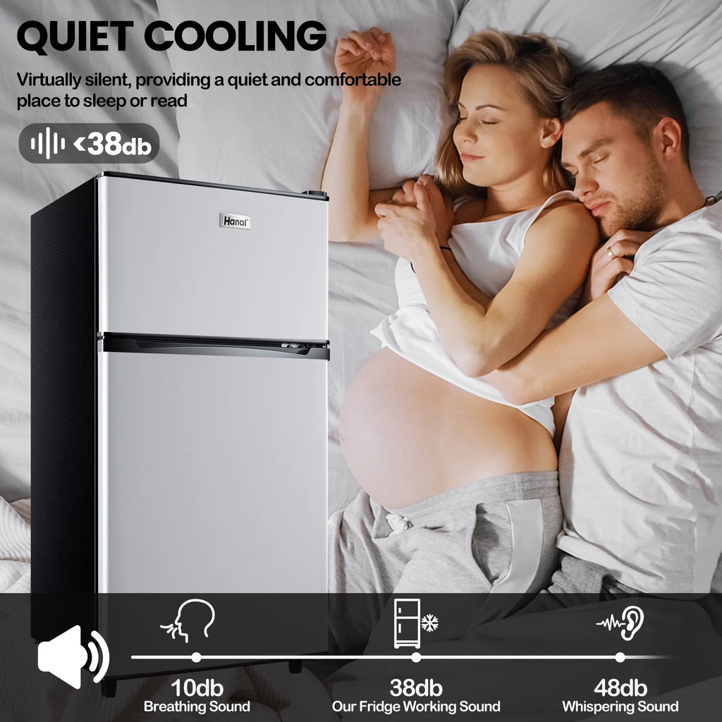 Two Door Mini Fridge with Freezer, 3.5 Cu ft H237