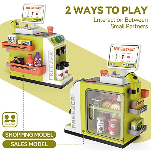 Cash Register Playset for Kids - 48PCS Pretend Play Money, Calculator, Scanner, Credit Card and Play Food S776931