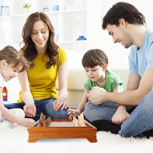 16" 3-in-1 Wooden Folding Chess, Checker & Backgammon Board Game Set L259