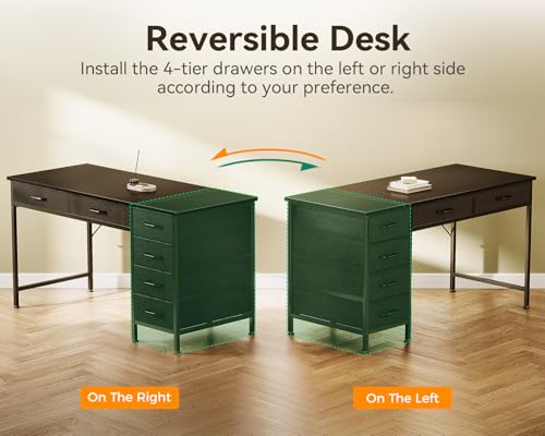 Computer Desk with 6 Drawers, 40 Inch Small Desk with Storage L2851