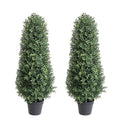 3ft Artificial Topiary Boxwood Tree UV Resistant, Outdoor Faux Shrub 2 Packs,Artificial Topiaries Boxwood Trees with Black Pot,Fake Green Plants Potted Decorative Indoor Porch or Garden（35inch）