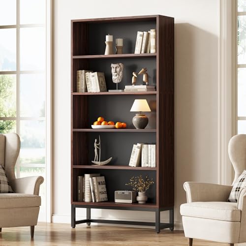 70.8 Inch Tall 5-Tier Bookcase with Closed Back Shelf for Living Room, Bedroom S15331