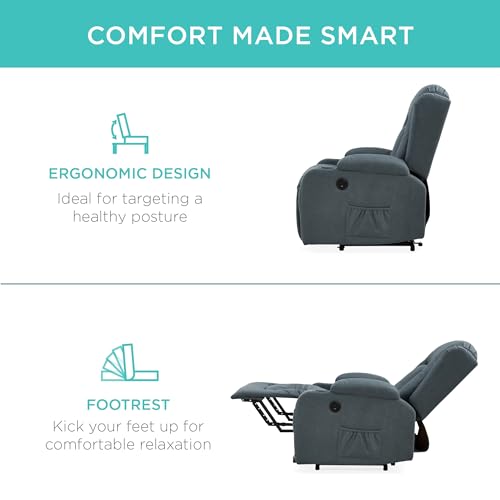 Electric Power Lift Recliner Massage Chair with Heat and USB Port, Brown M560374