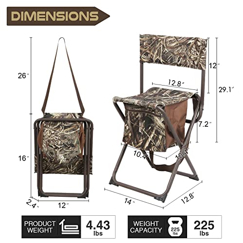 Folding Seat Lightweight Backrest Stool with Storage Pocket for Camping M7455