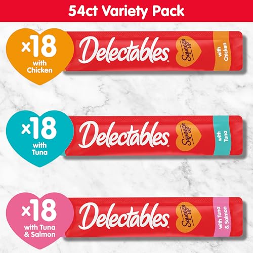 Handheld Lickable Treats for Cats, Chicken and Tuna Salmon, 54 Count A909