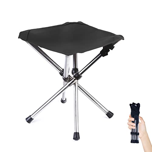 Portable Camping Stool with Side Pocket Camping Seat 12.5in Foldable Comfortable Widening Heightening for Travel Camping Fishing Hiking Gardening Picnic Beach BBQ Outdoor…