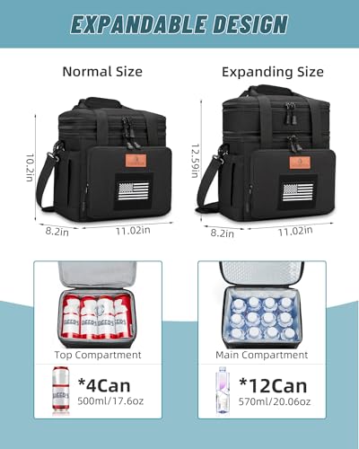 Tactical Expandable Insulated Lunch Bag, Waterproof Cooler for Work and Outdoor, 15L K52184