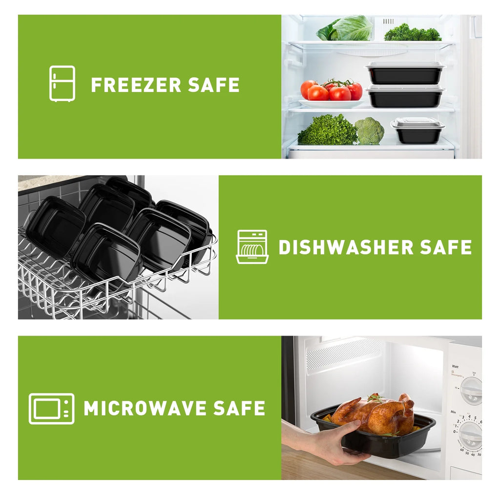 Meal Prep Containers with Lids, 32 oz, 50 Pack, Microwavable & Freezer Safe V2142