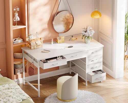 Computer Desk with 6 Drawers, 40 Inch Small Desk with Storage L2851