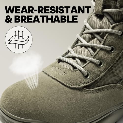 Men's Military Tactical Work Boots Side Zipper Leather Motorcycle Combat Boots N655026