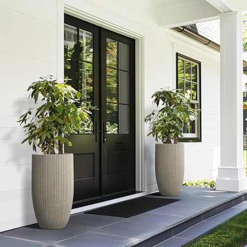 24 Inch Tall Concrete Planter with Drainage Hole for Patio or Porch N93751
