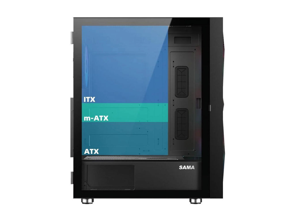 ATX Mid Tower Gaming Computer Case with Tempered Glass and 4 ARGB Fans Q847
