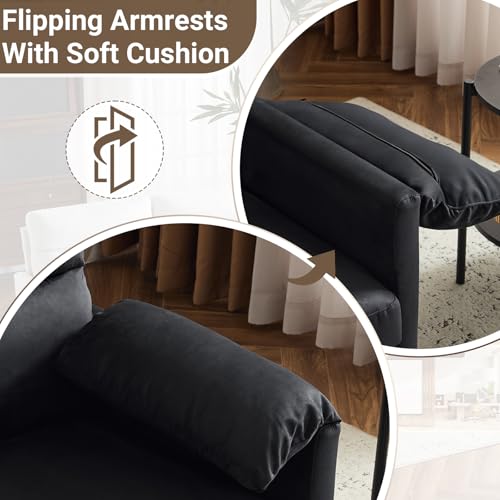 Mini Loveseat Sofa Couch with Suede Upholstery for Small Spaces, Beige S268011