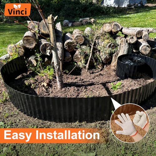 Garden Landscape Edging Border, 12 Inch x 20 FT Corrugated Metal, Black H966