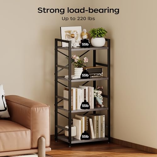 3 Tier Industrial Bookcase, Rustic Etagere Bookshelf for Living Room U5786