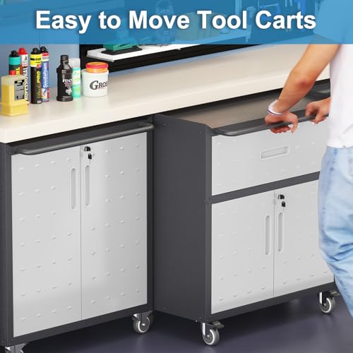 Wall Cabinet with 2 Doors, Lockable, Adjustable Shelves, Heavy Duty Steel J4545