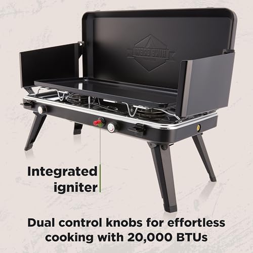 2-in-1 Gas Camping Stove and Griddle with Foldable Legs G762726