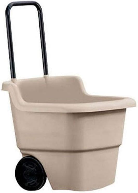 15 Gallon Poly Rolling Lawn and Garden Cart, Taupe (2 Pack) M4381