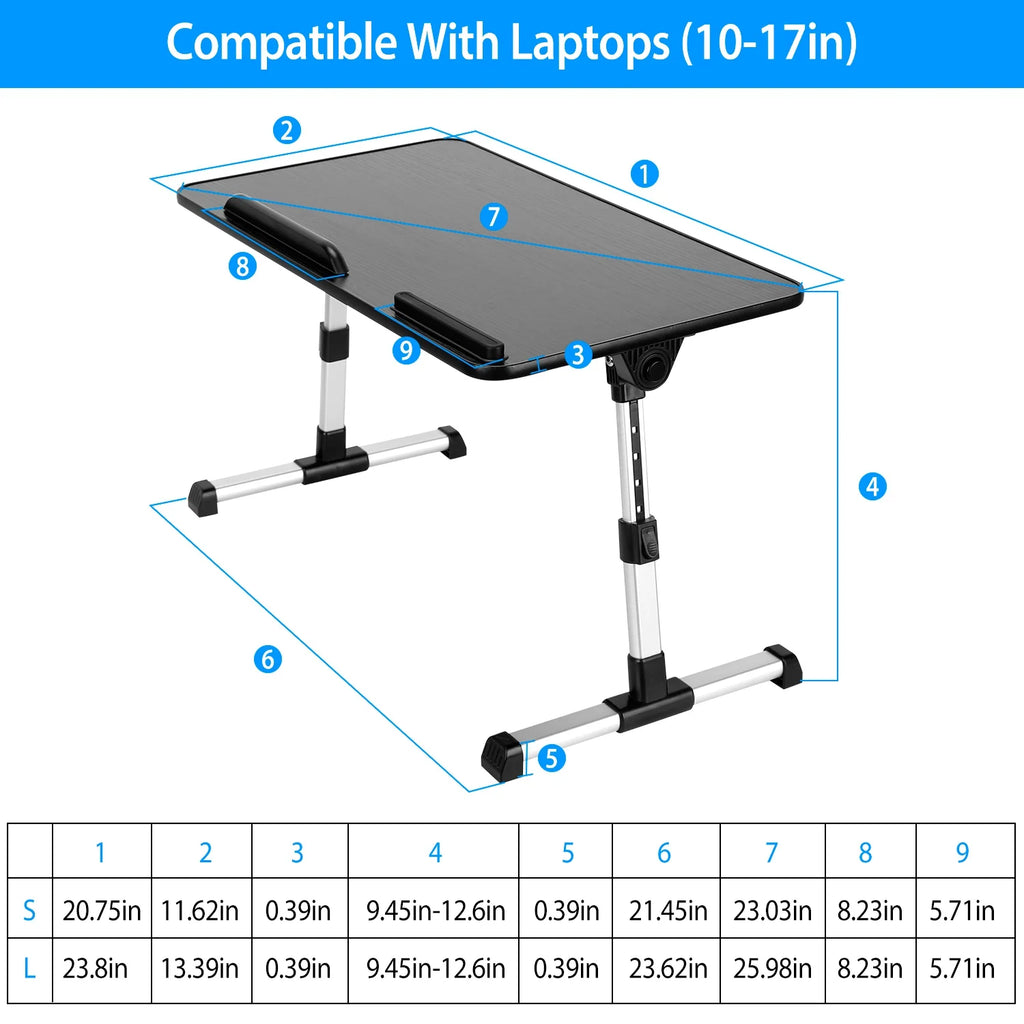 Foldable Laptop Table Stand Portable Desk Bed Tray Height Angle Adjustable T95571
