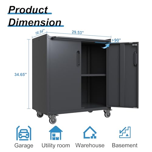 Wall Cabinet with 2 Doors, Lockable, Adjustable Shelves, Heavy Duty Steel J4545