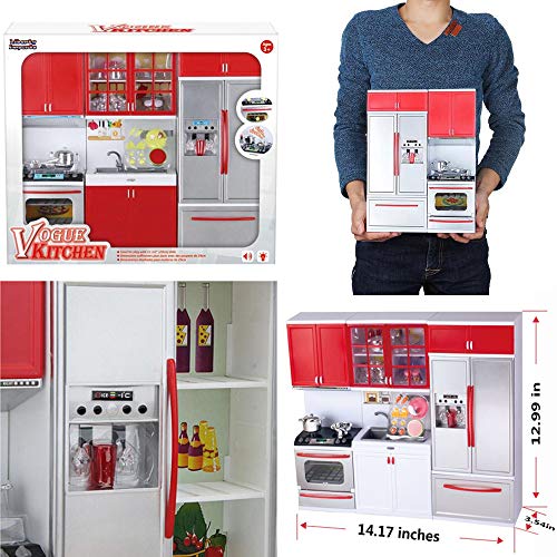 Modern Kitchen Mini Toy Playset with Lights and Sounds for 12 Inch Dolls R1427