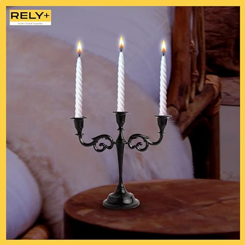 Glossy Black 10 Inch Taper Candle Holders for Table Centerpiece I92680