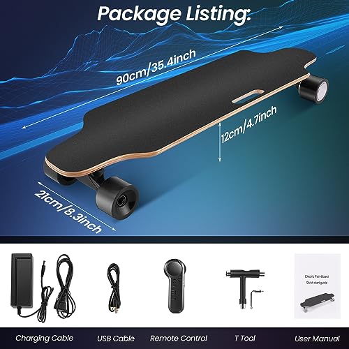 Electric Skateboard with Remote, Brushless Motor, 12.4MPH Top Speed, 13 Miles Range I56409
