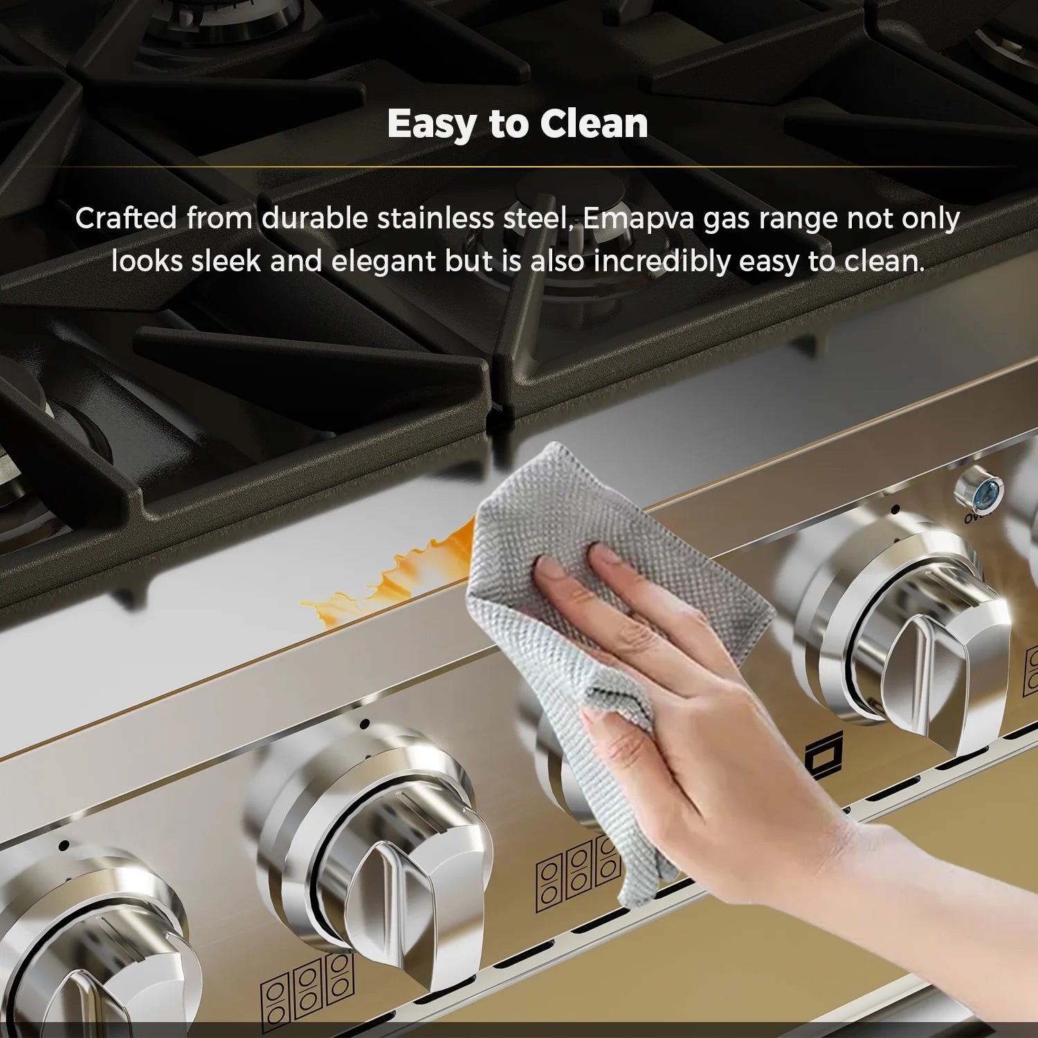 36 in. 5.2 cu. ft. Slide-In Single Oven Gas Range with 6 Sealed Burners, Stainless Steel K6199