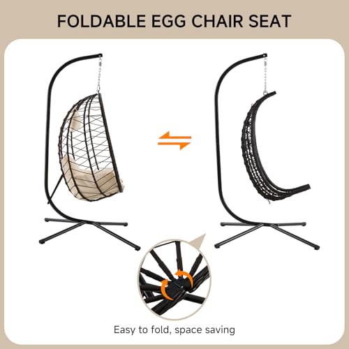Outdoor Hanging Egg Chair with Stand and Cushion U91081