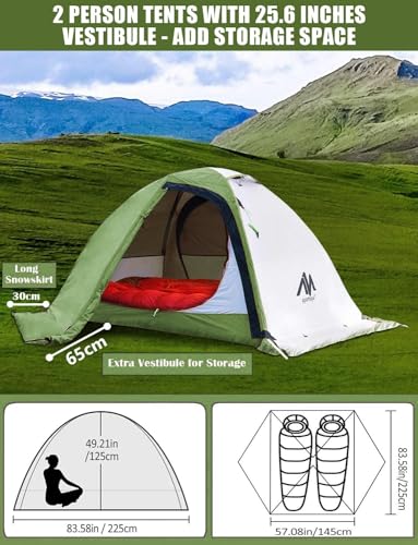 4 Season Backpacking Tent 2 Person Ultralight Waterproof Double Layer T594040
